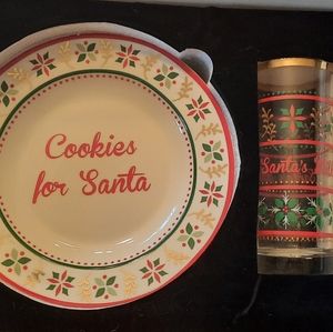 Milk and Cookies Plate and Glass for Santa
